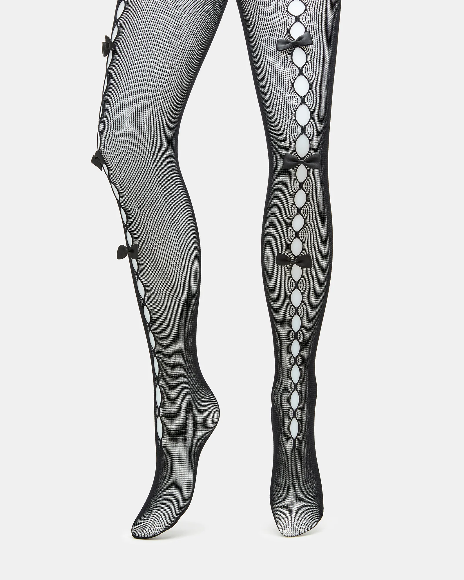 Fishnet Bow Tights Black